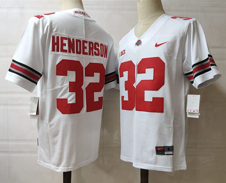 Men Ohio State Buckeyes #32 Henderson White Nike 2025 NCAA Jersey->ncaa teams->NCAA Jersey